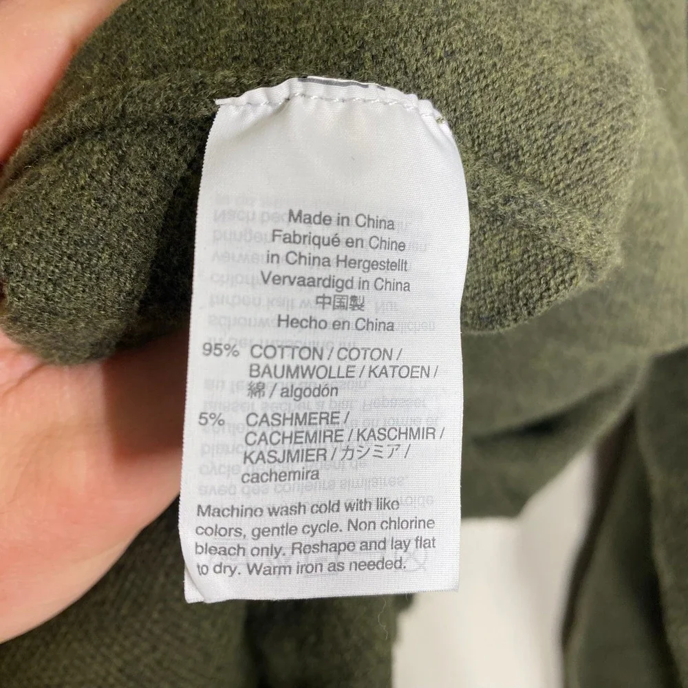 J.Crew Cotton Cashmere Blend Crewneck‎ Sweater Mens Large Olive Green